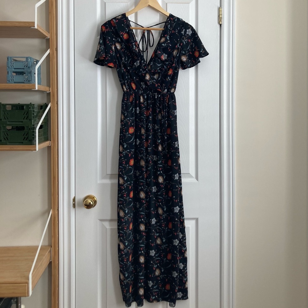 Monteau Floral Maxi Dress - Black and Red